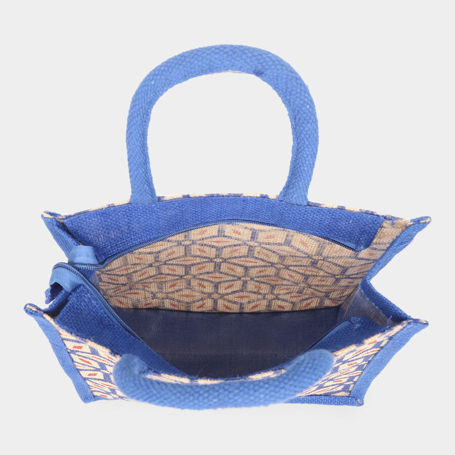 Dark Blue Printed Jute Bag, , large image number null