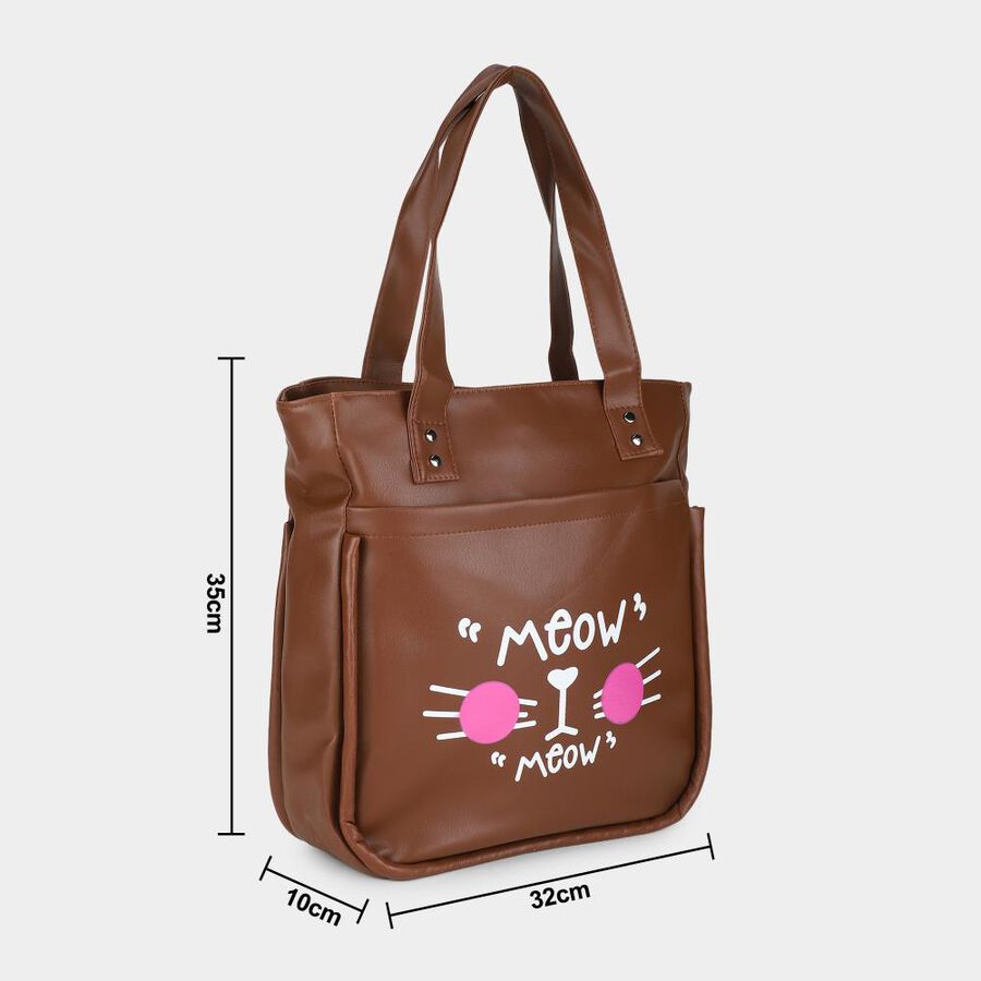 Tan PU Shopping Bag, , large