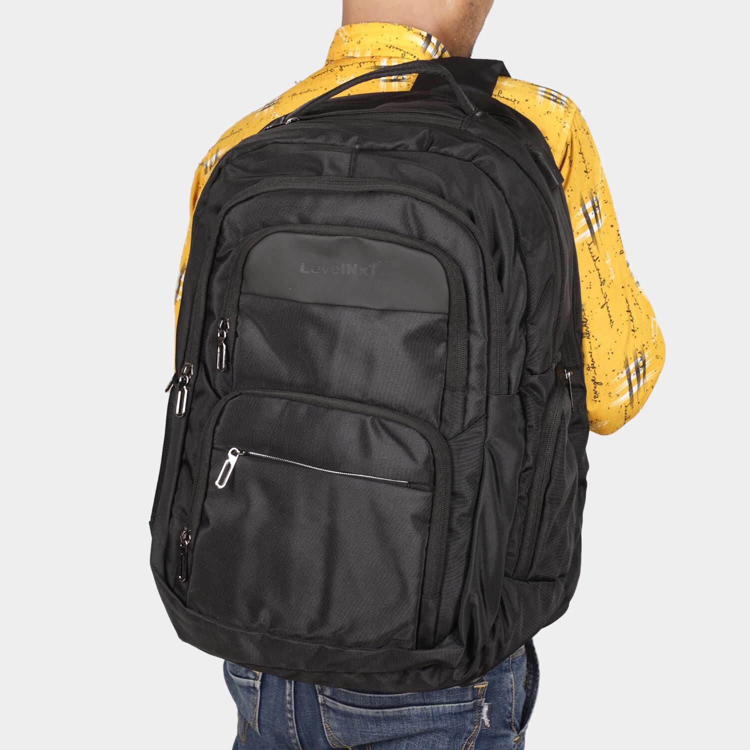 Levelnxt Black Polyester Backpack With Laptop Compartment and Usb