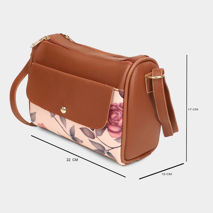 Women's Tan Polyurethane Sling Bag, , large image number null
