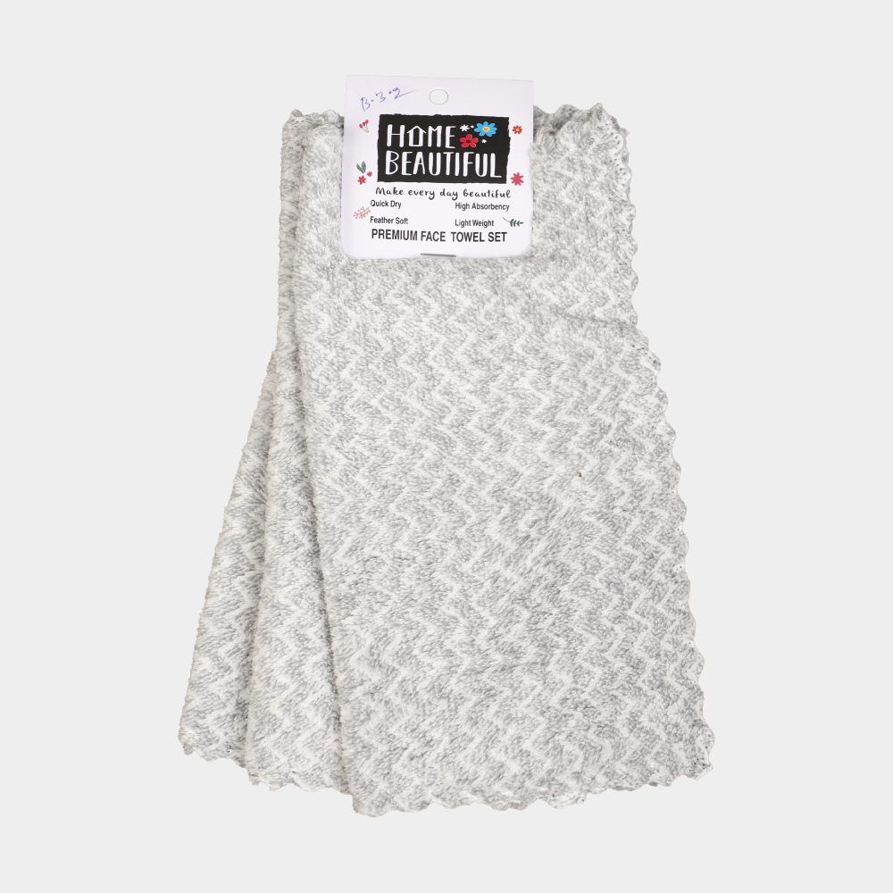 Home Beautiful                         300 GSM Grey Microfiber Face Towel