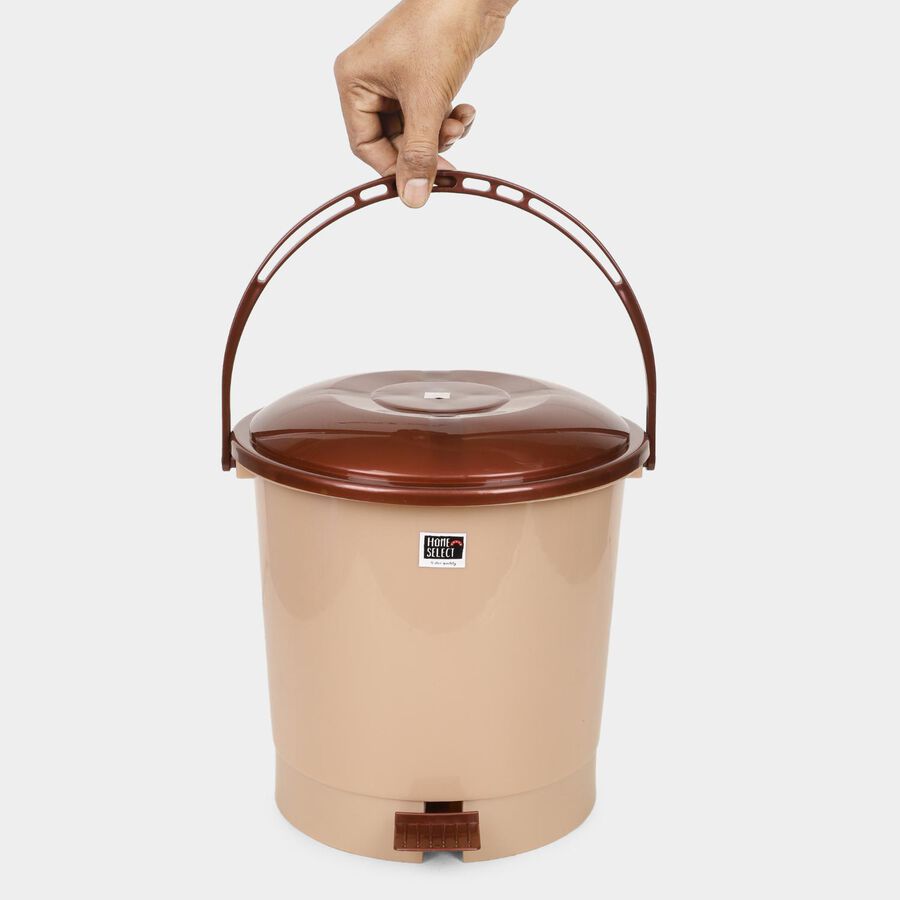 6 L Brown Plastic Dustbin, , large image number null