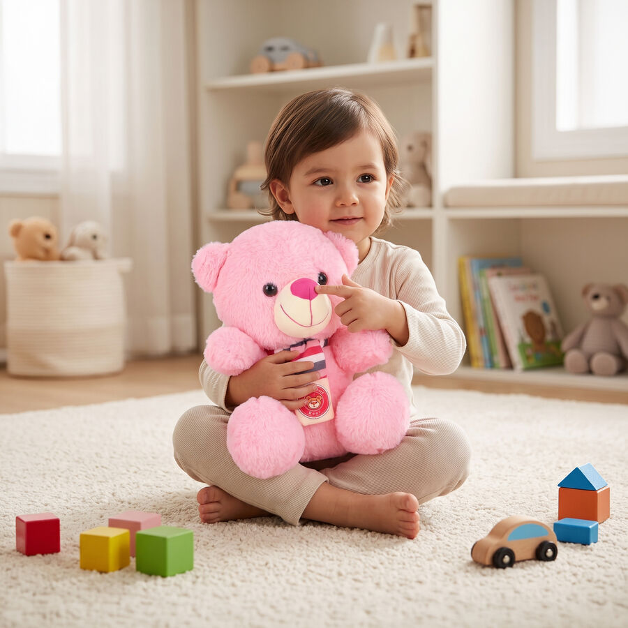 Kid's Light Pink Fabric Teddy Bear, , large