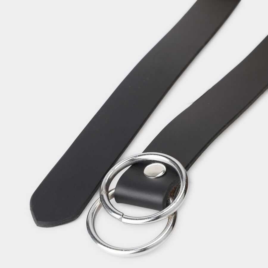 Woman's Black Polyurethane Belt, , large