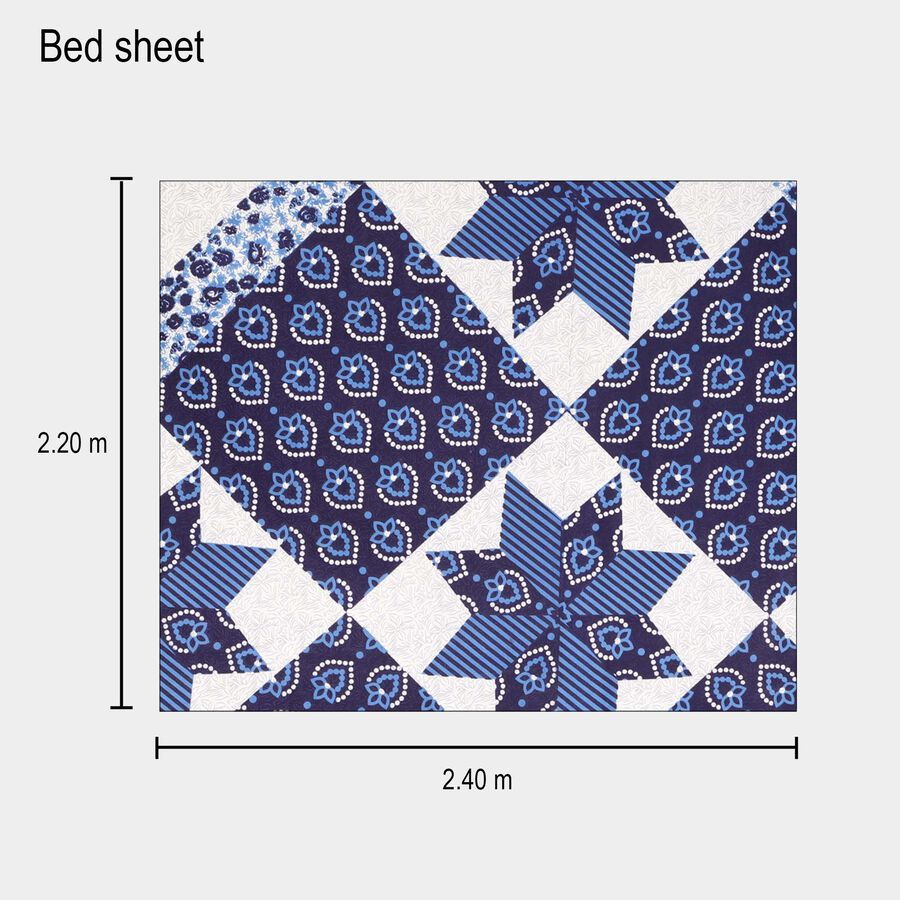 120 GSM Blue Microfiber Double Bedsheet With Pillow Cover, , large image number null