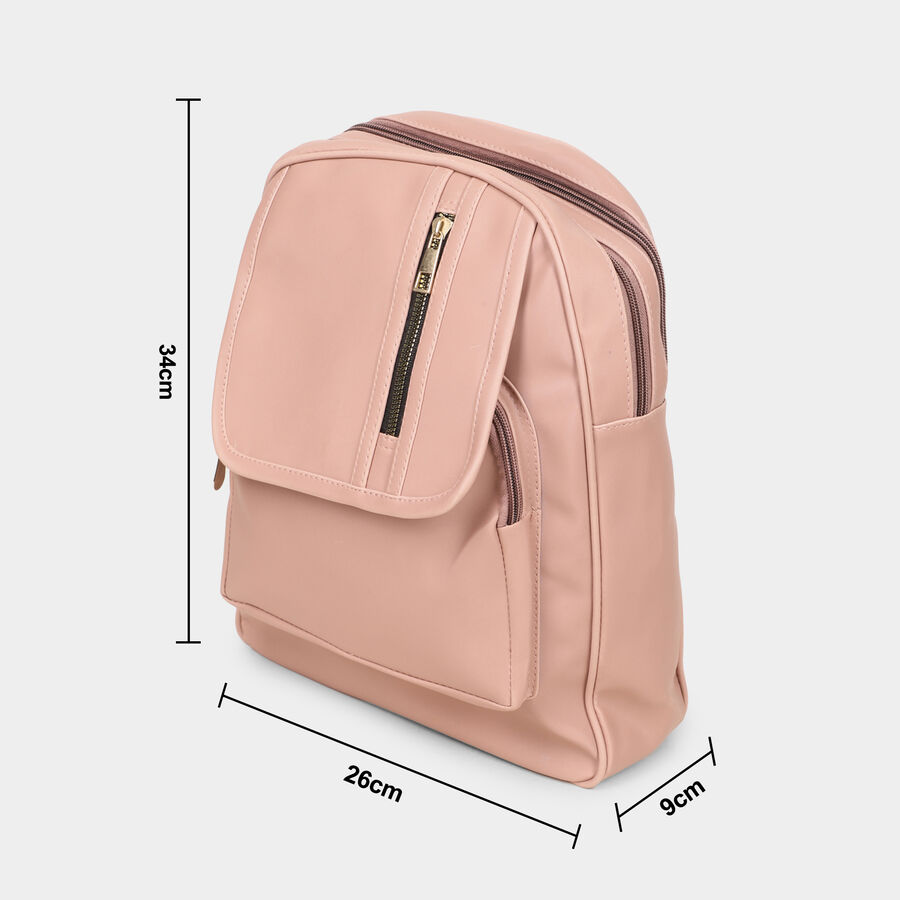 Women's Pink Polyurethane Backpack, , large image number null