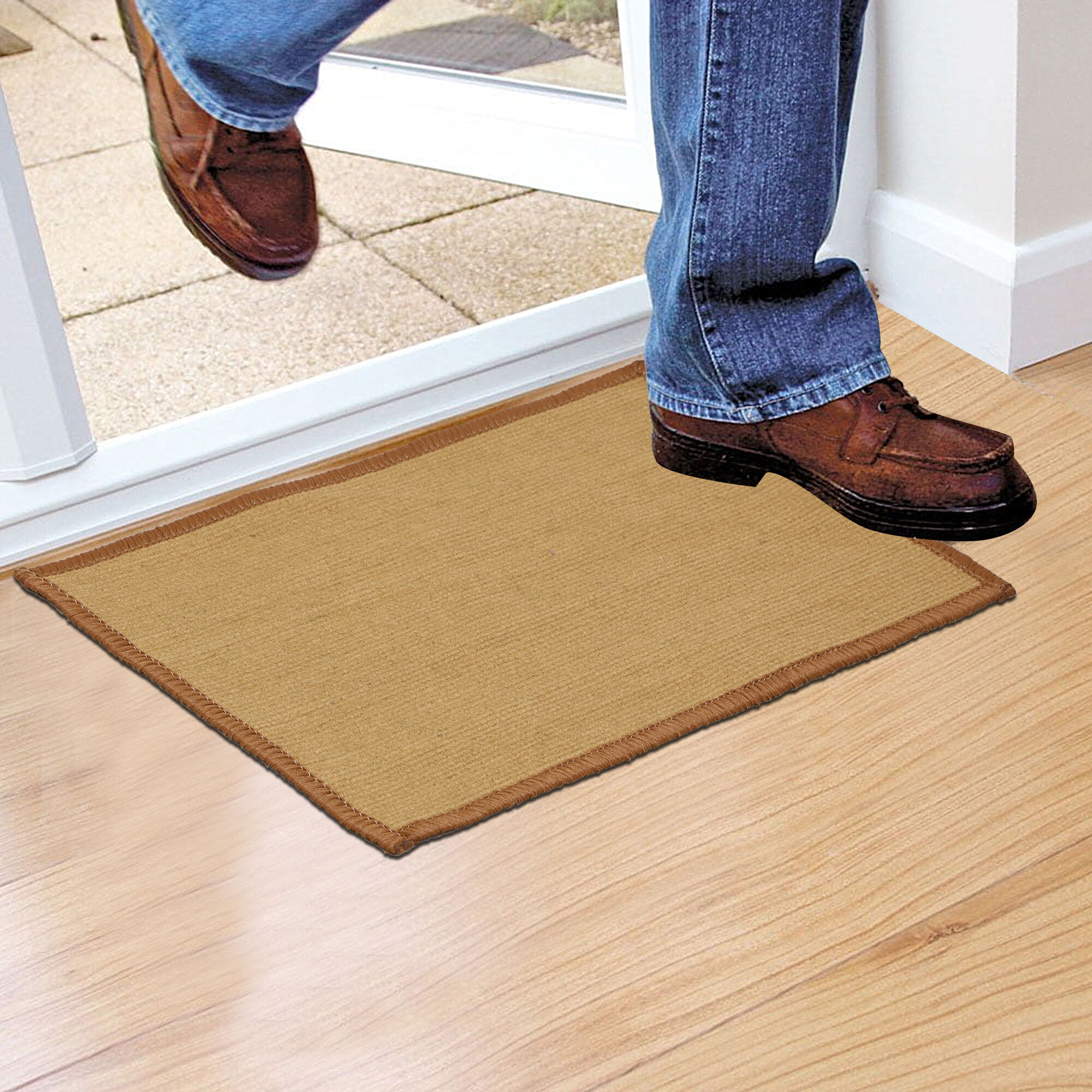 Home Beautiful                         Beige Polyester Cotton Door Mat