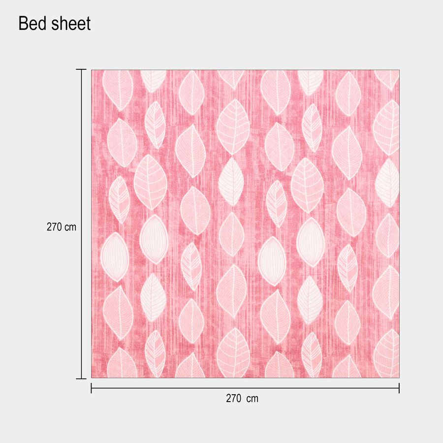 Pink Cotton Blend Double Bedsheet with Pillow Cover, , large