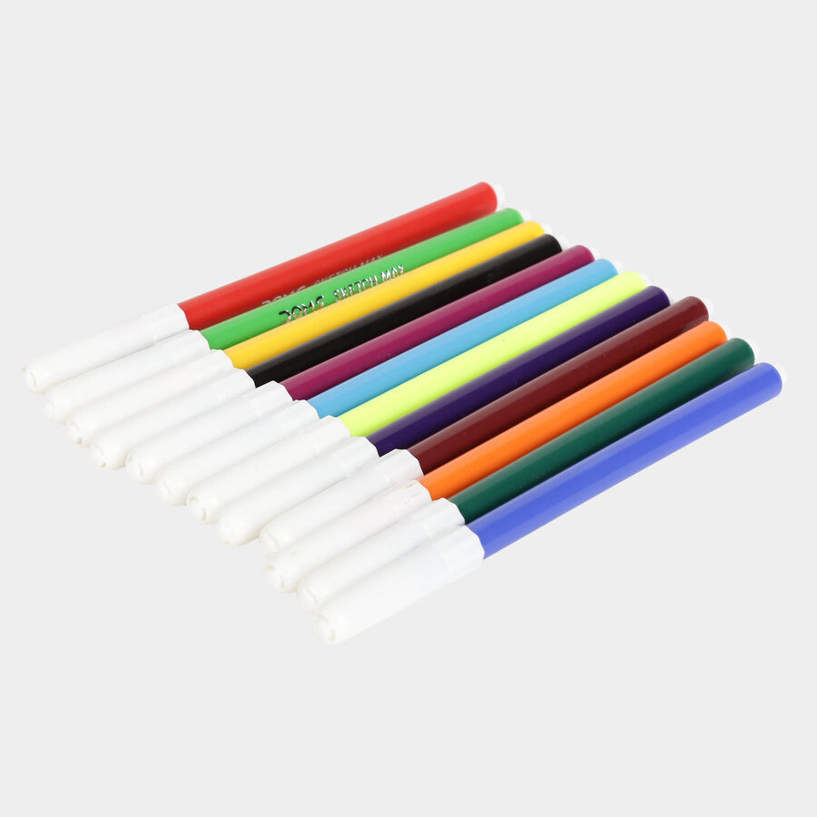 12 Pcs. Plastic Sketch Pen - Colour/Design May Vary, , large image number null