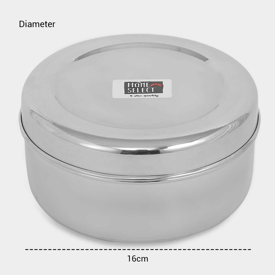 Stainless Steel Round Container (Poori Dabba) - 850ml, , large image number null