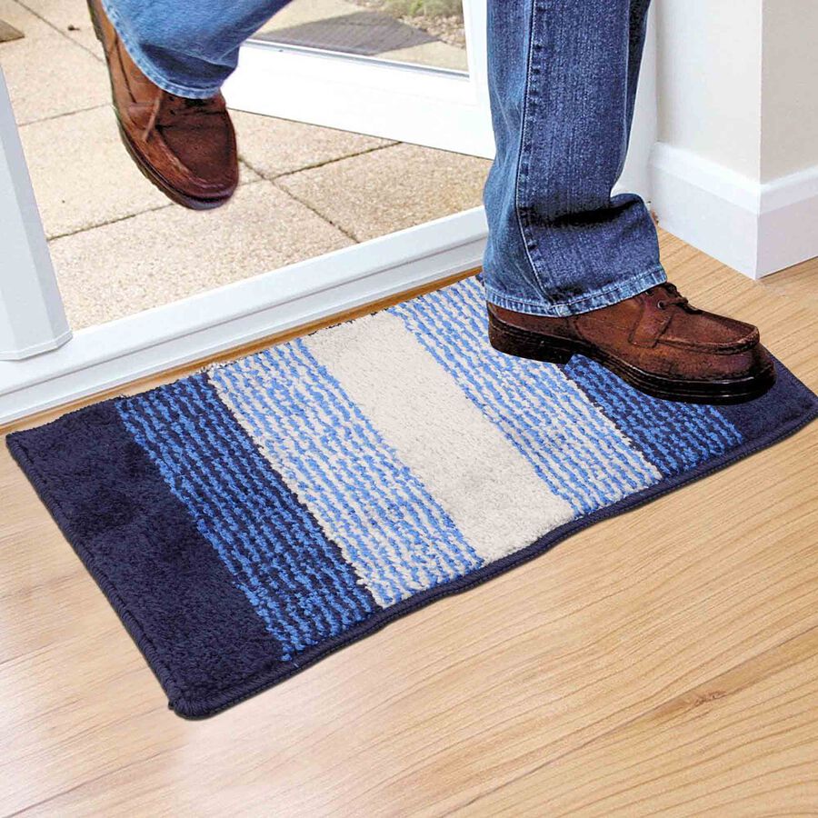 Anti-Skid Blue Polyester Door Mat, , large image number null