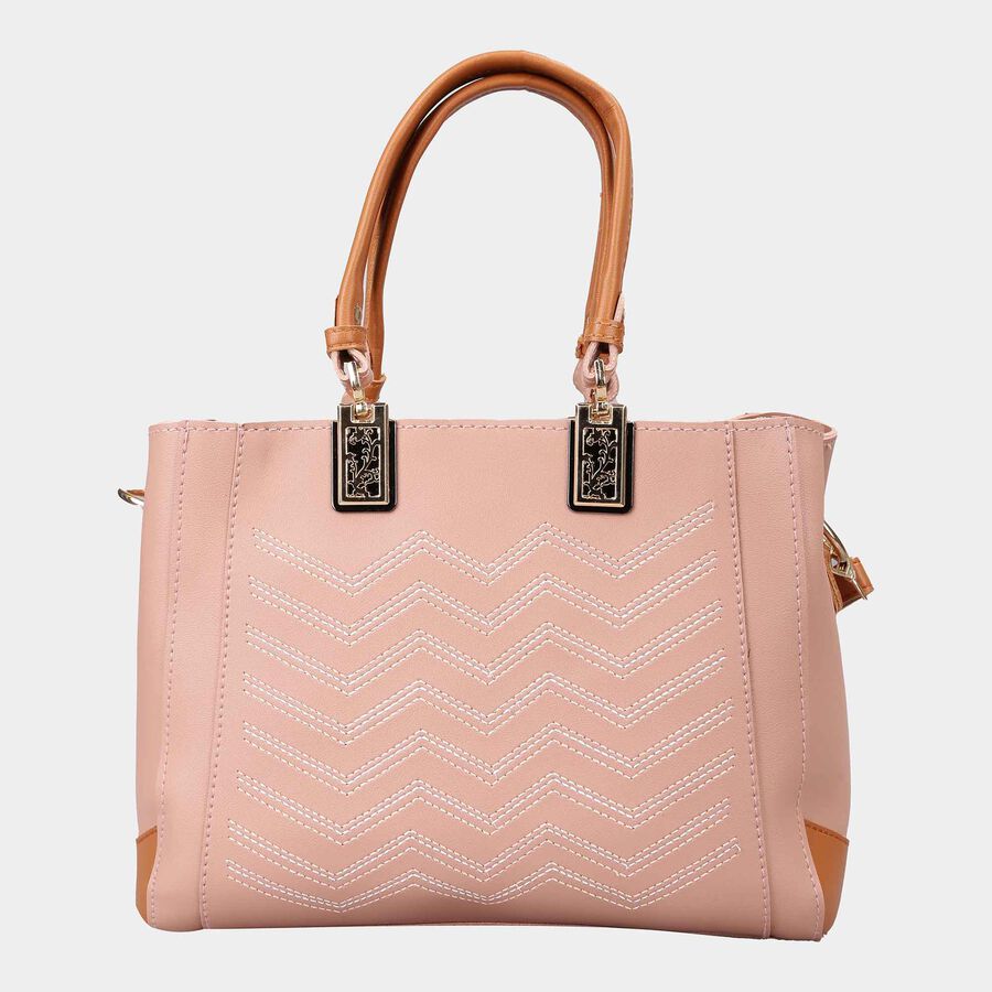 Women's Peach Polyurethane Tote Bag, , large image number null