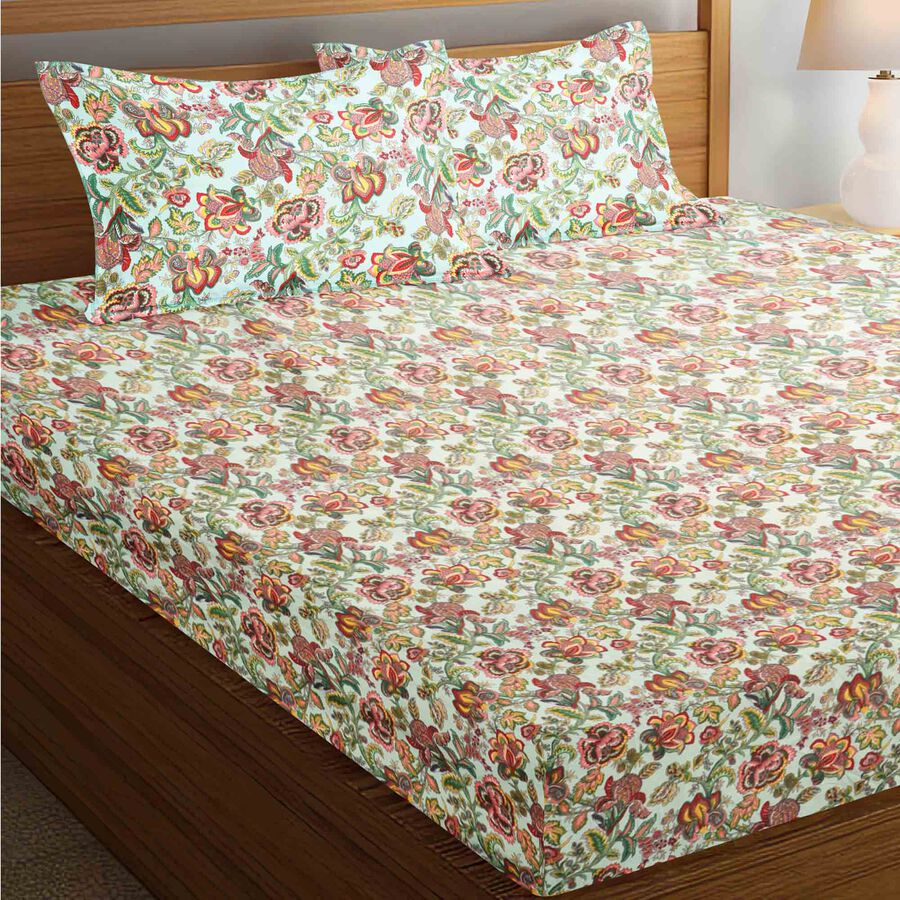 120 GSM Blue Microfiber Double Bedsheet With Pillow Cover, , large image number null