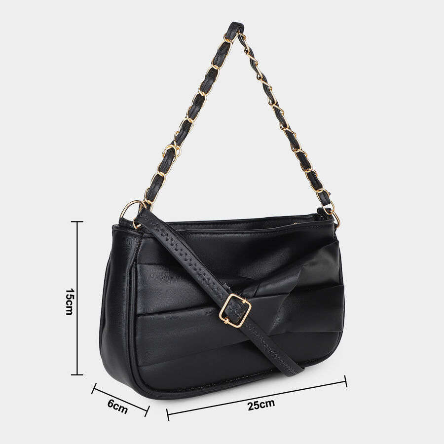 Woman's Black Polyurethane Bag, , large