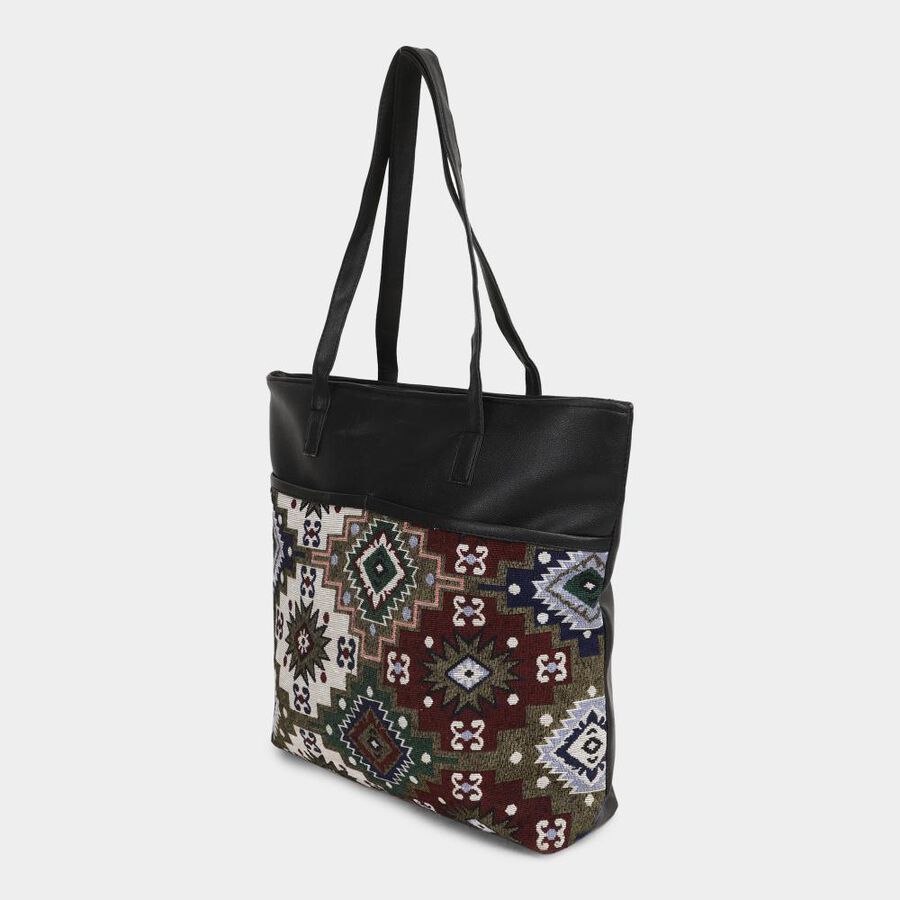 Women's Black Fabric Tote Bag, , large image number null