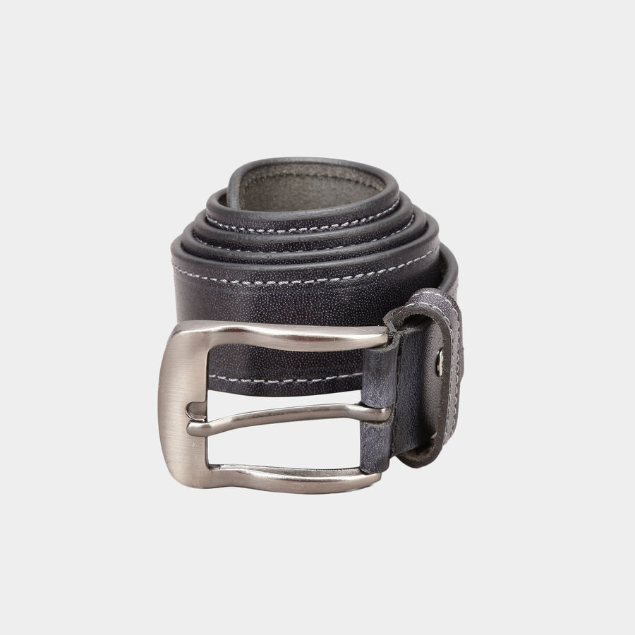 Men's Black Leather Casual Belt, , large image number null