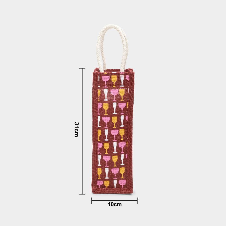 Maroon Printed Jute Lunch Bag, , large image number null