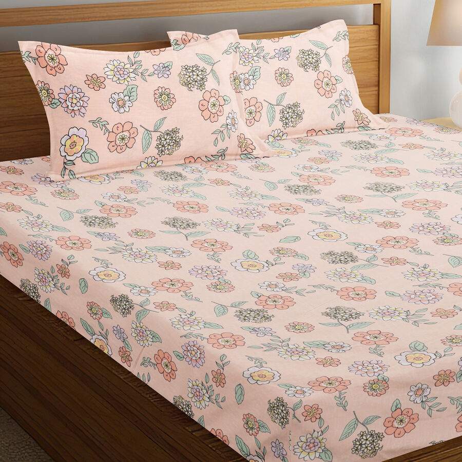 120 GSM Pink Polyester Double Bedsheet, , large image number null