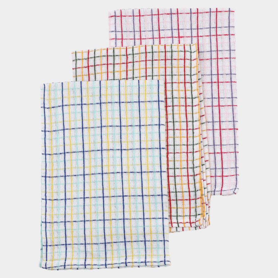 White Cotton Kitchen Napkin Set of 3, , large