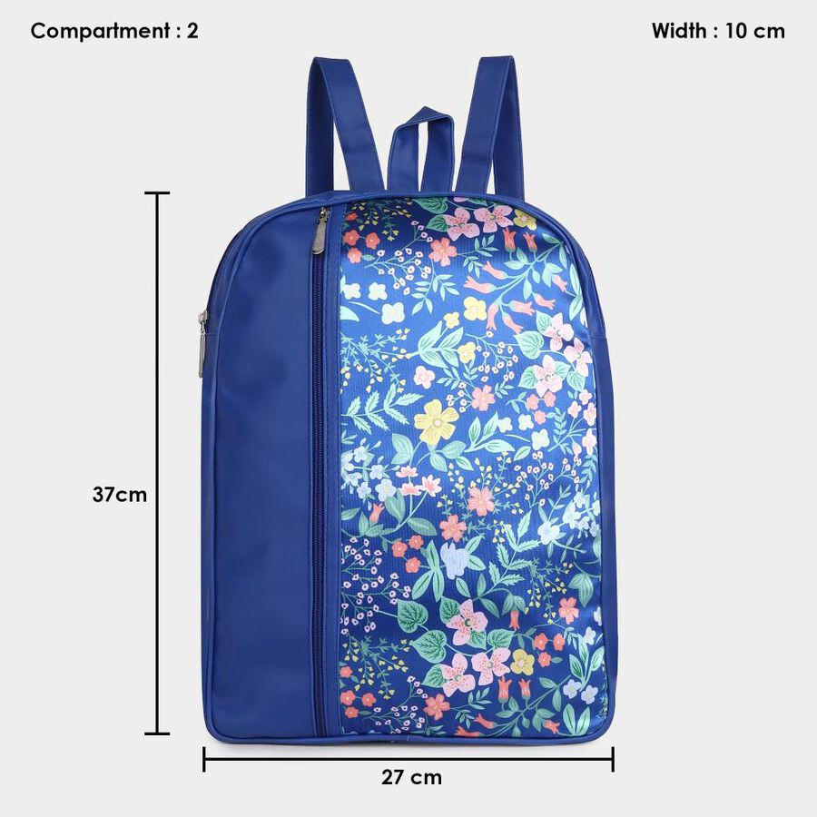 Women's Blue Polyurethane Backpack, , large image number null