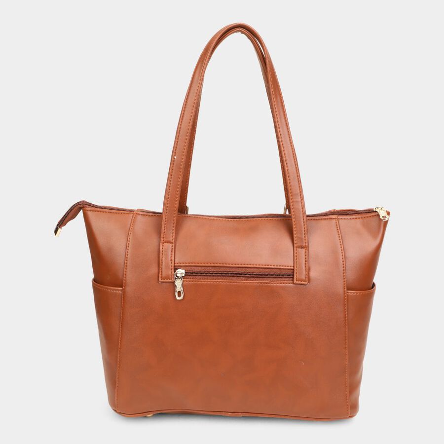 Women's Tan Polyurethane Tote Bag, , large image number null
