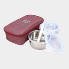 Steel Lunch Box, 2 Containers, 1 Spoon And 1 Bag, , small image number null