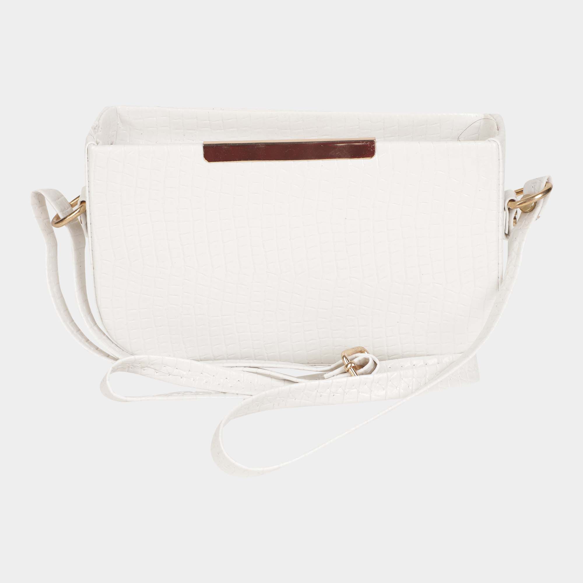 Lucky Charm                         Women's White Polyurethane Sling Bag