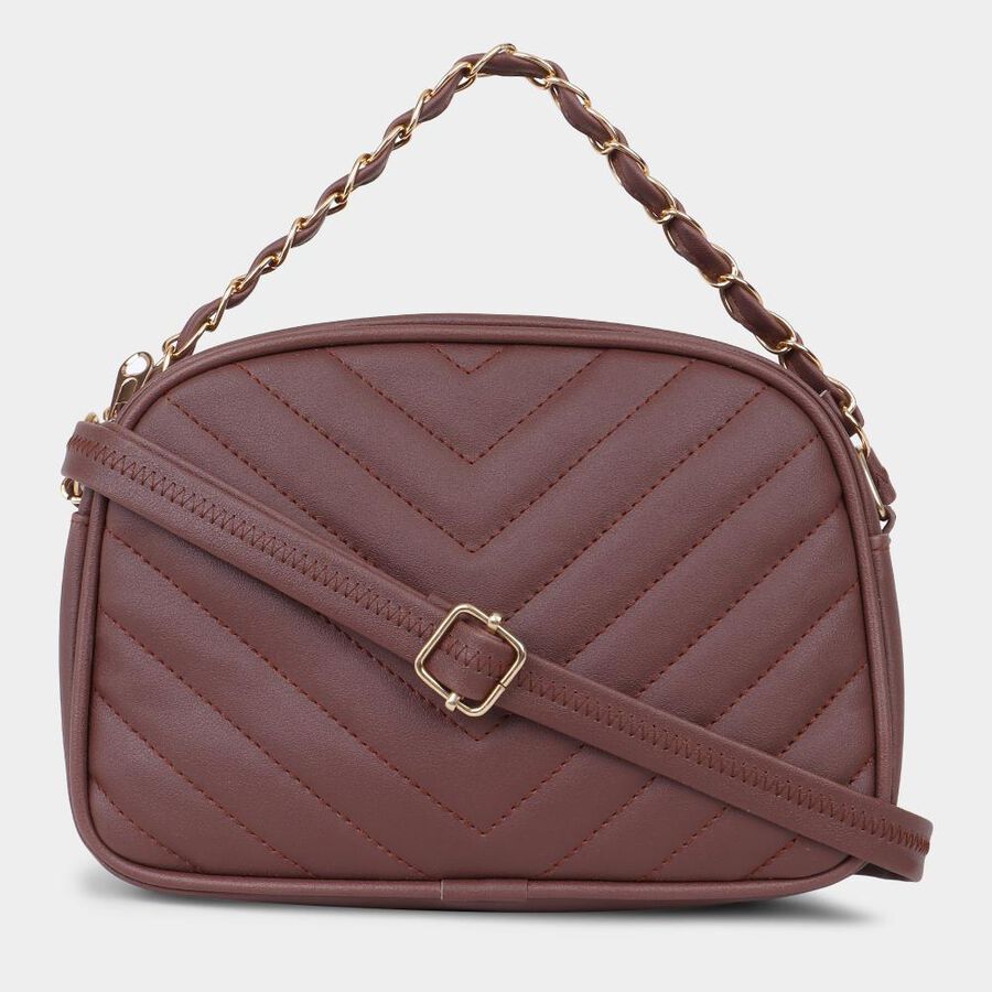 Women's Brown Polyurethane Handbag, , large image number null