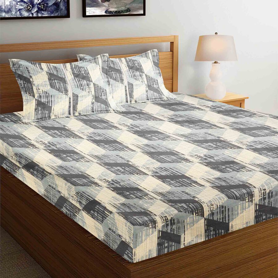 Green Cotton Double Bedsheet with Pillow Cover, , large