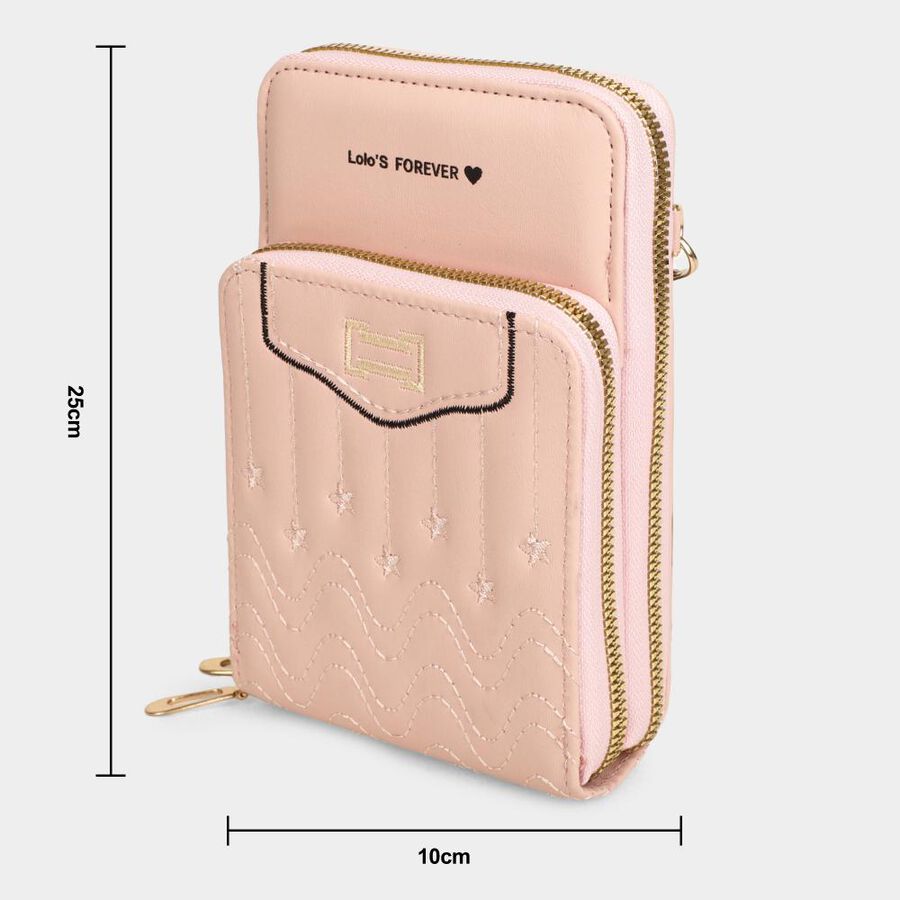 Women's Pink Polyurethane Sling Bag, , large image number null