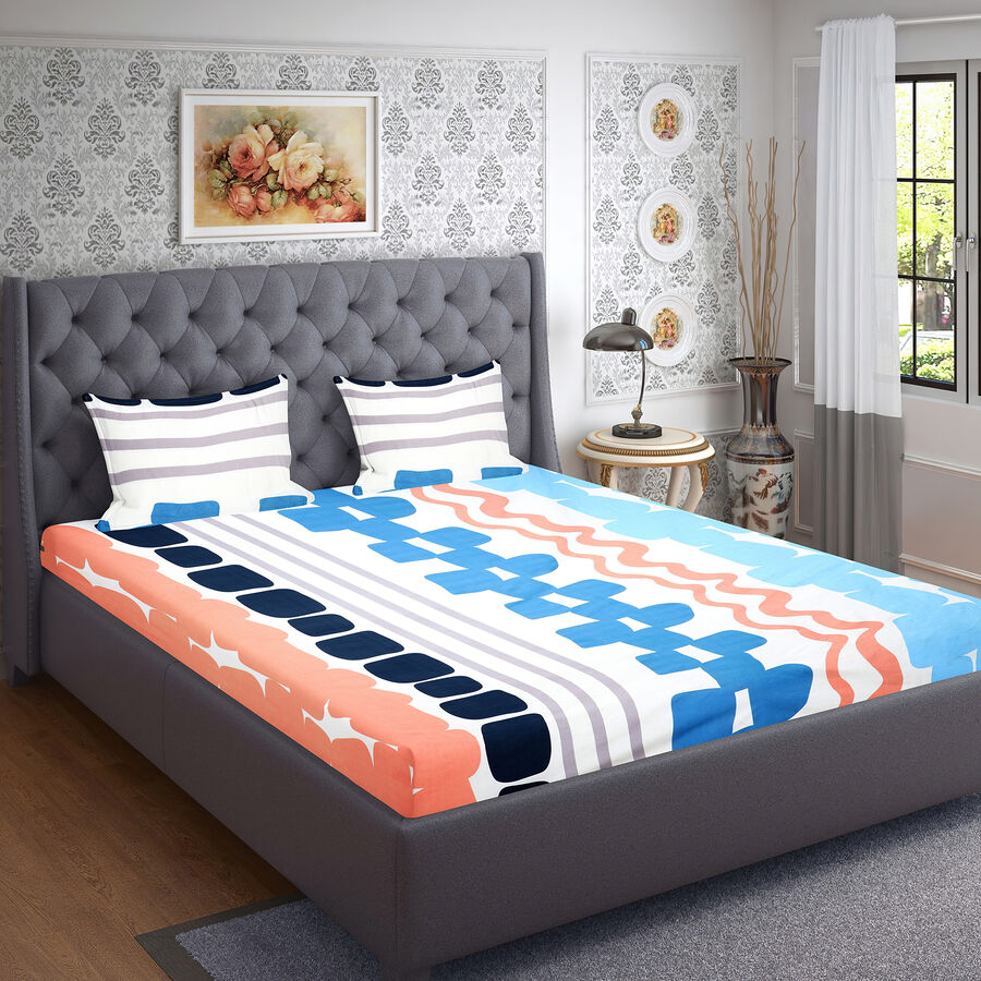 Multicolour Microfiber Double Bedsheet, , large image number null