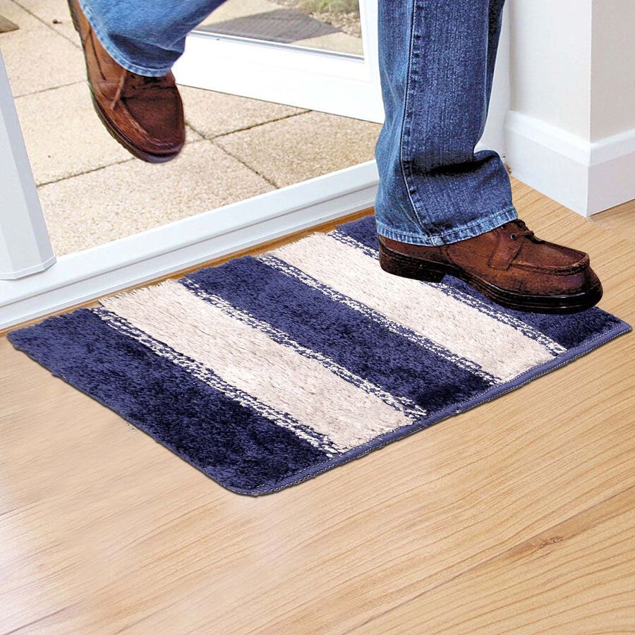 Anti-Skid Blue Polyester Door Mat, , large image number null