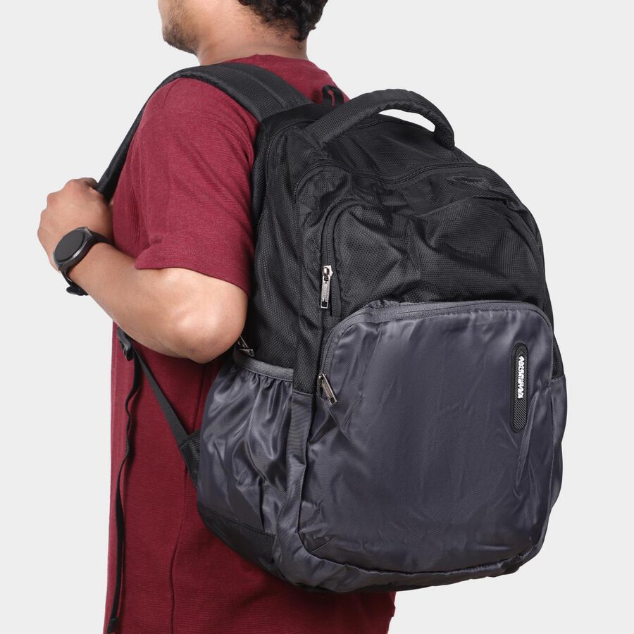 Dark Grey Polyester Backpack with Laptop Compartment, , large image number null