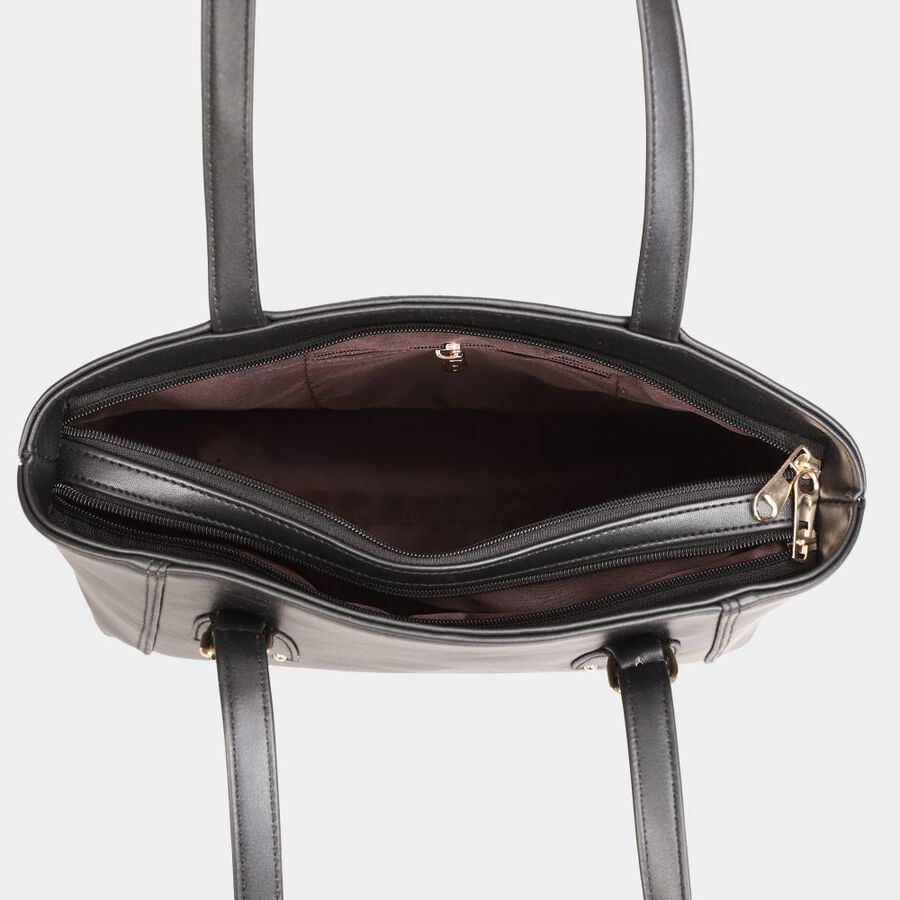 Women's Black Polyurethane Handbag, , large image number null