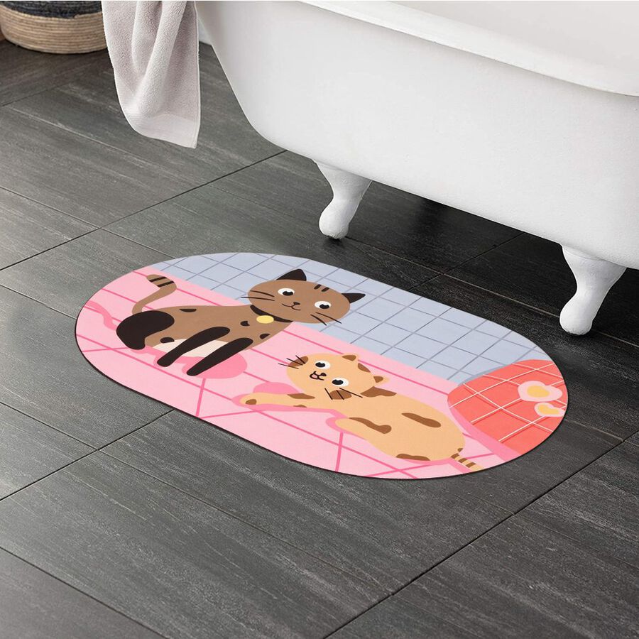 Anti-Skid Pink Polyester Bath Mat, , large