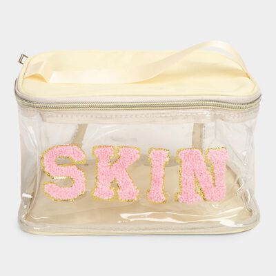 Women's Beige Polyurethane Makeup Bag