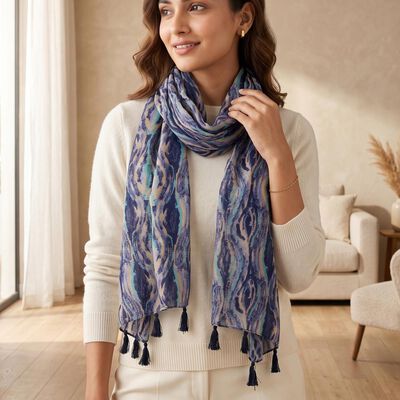 Women's Grey Nylon/Polyester Scarf