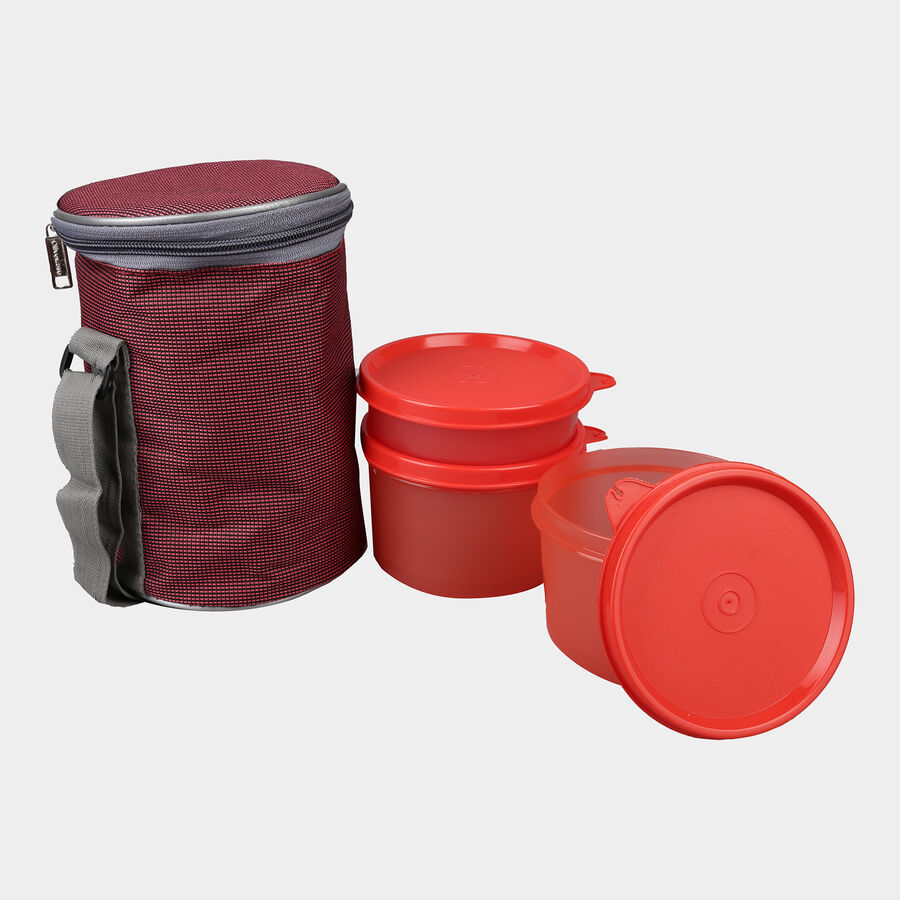 Plastic Lunch Box - 3 Containers With Bag, , large image number null