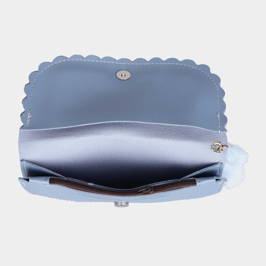 Women's Blue Polyurethane Hand Pouch, , large