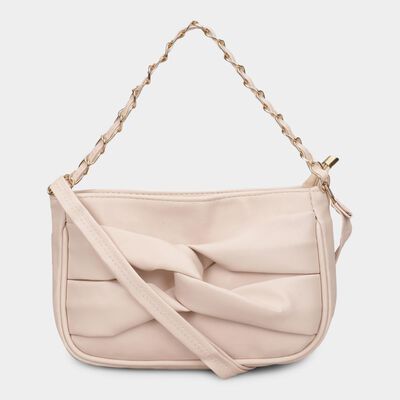 Women's Beige Polyurethane Handbag