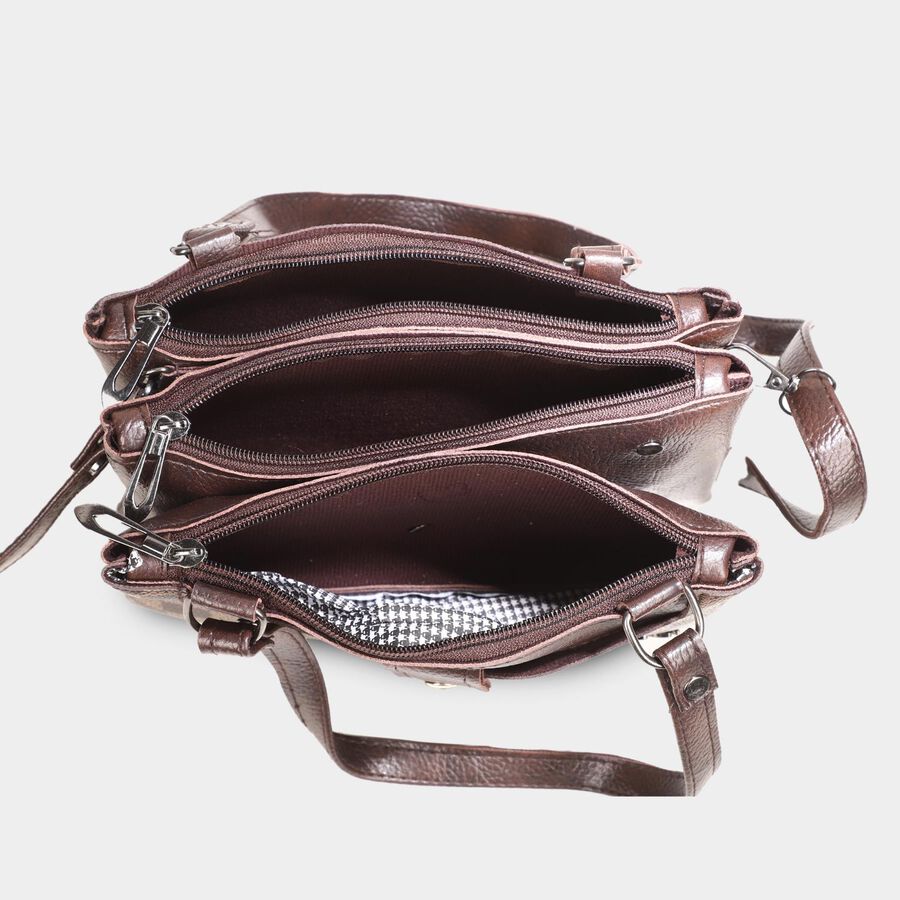 Women's Brown Polyurethane Sling Bag, , large image number null