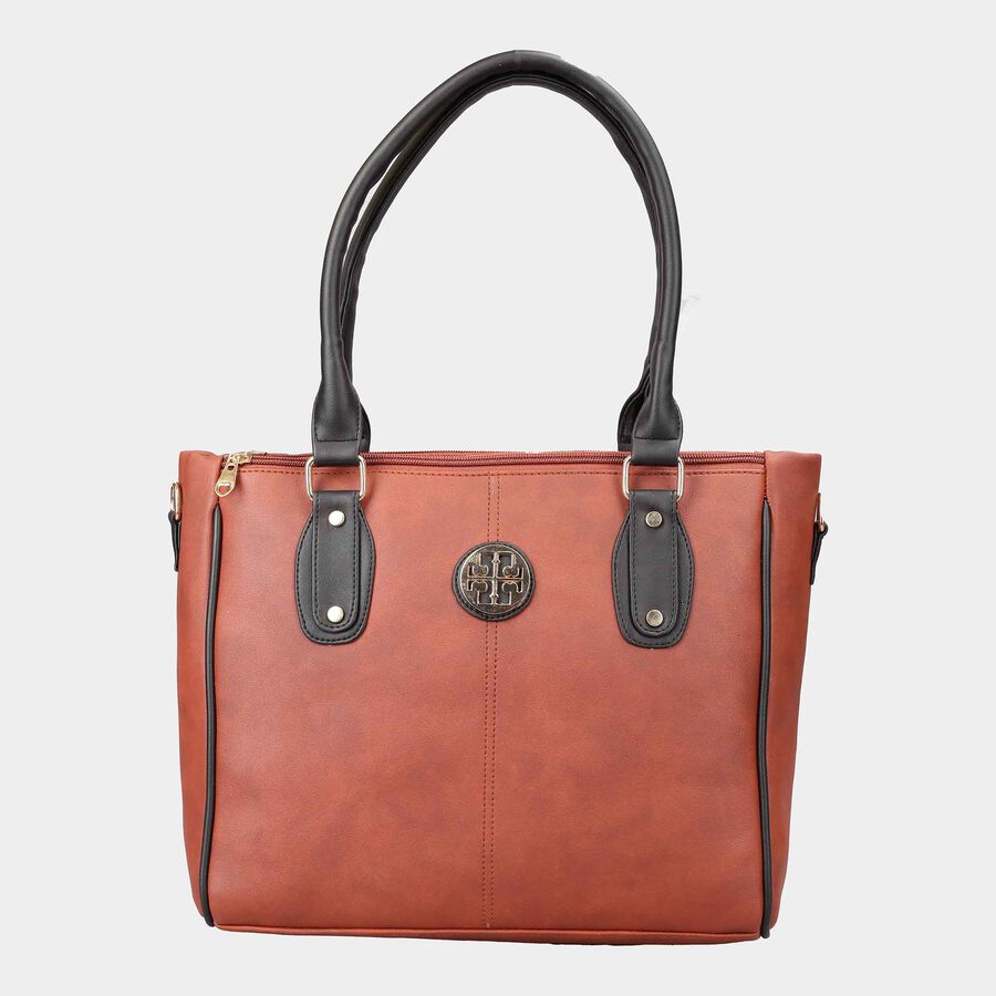 Women's Tan Polyurethane Tote Bag, , large image number null