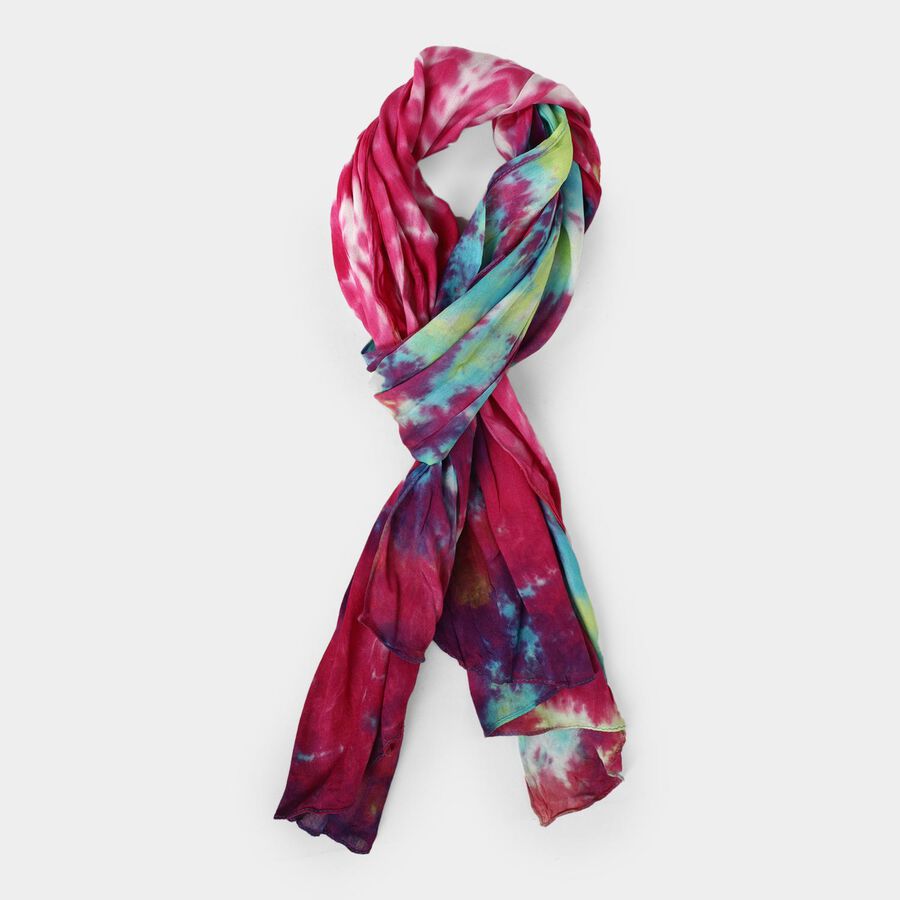 Women's Blue Nylon and Polyester Scarf, , large