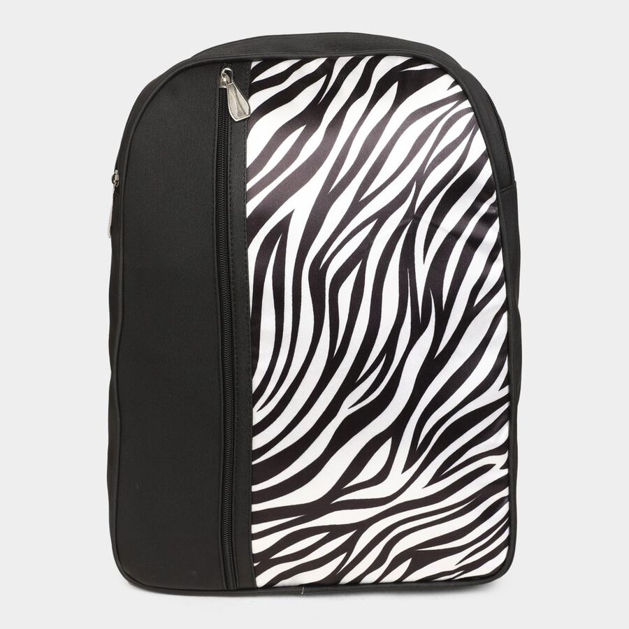 Women's Black Polyurethane Backpack, , large image number null