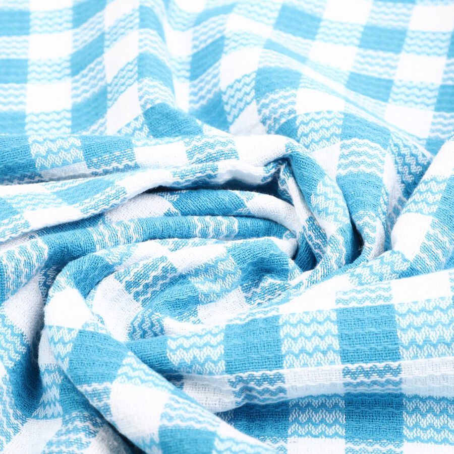 220 GSM Blue Cotton Blend Bath Towel, , large