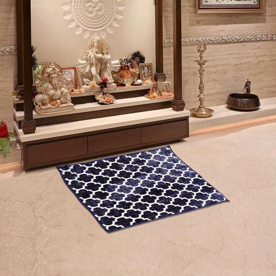 Blue Polyester Pooja Mat, , large