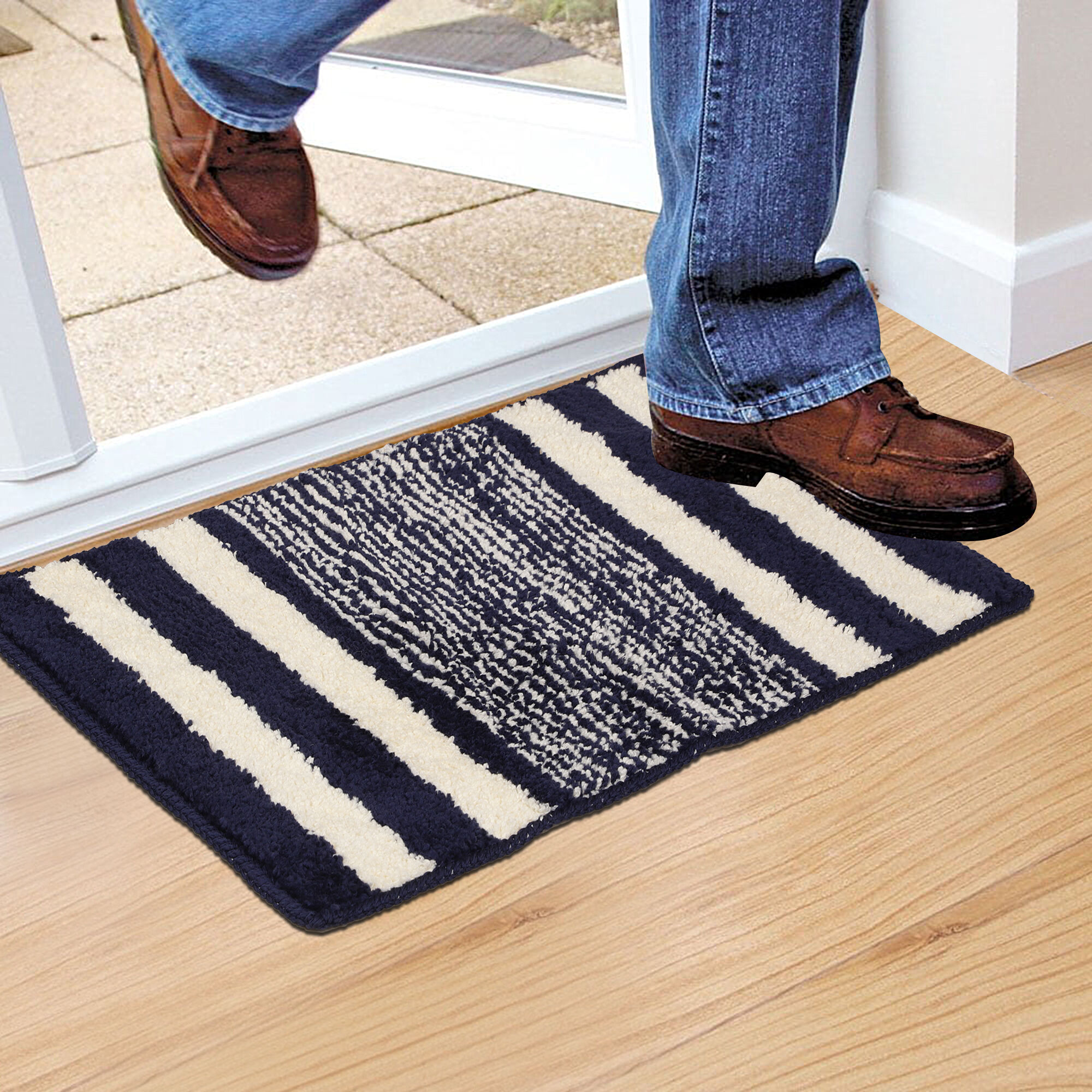 Home Beautiful                         Anti-Skid Blue Polyester Door Mat