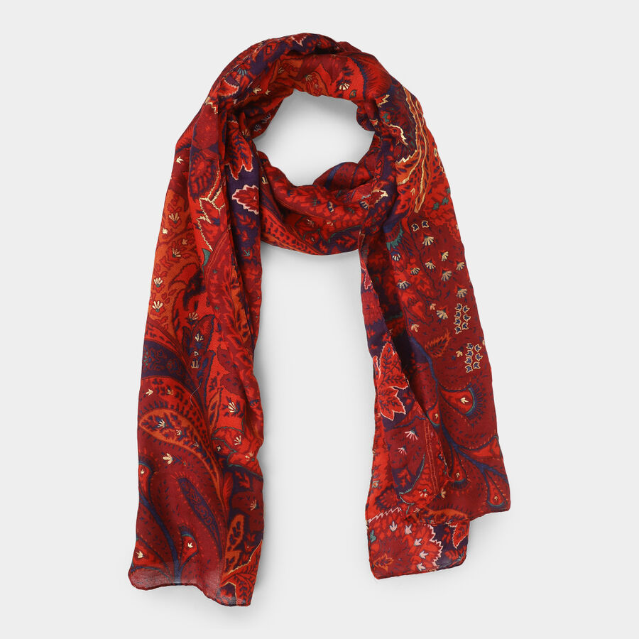 Women's Red Polyester Scarf, , large image number null