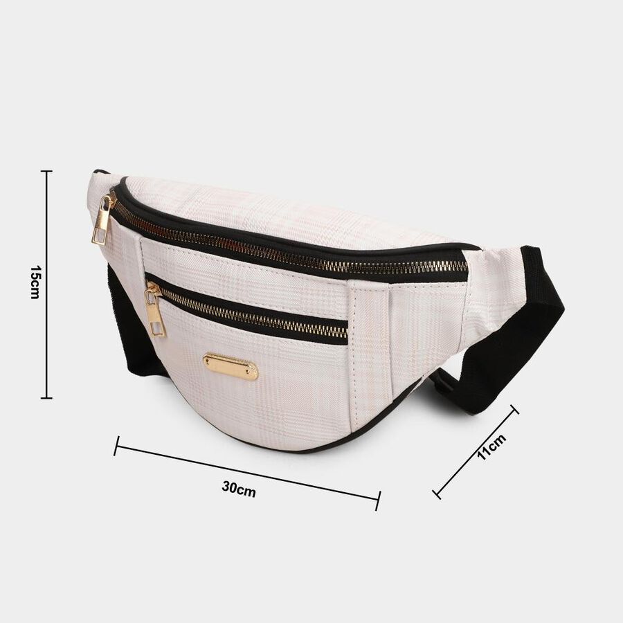 Women's off-White Polyurethane Waist Pouch, , large image number null
