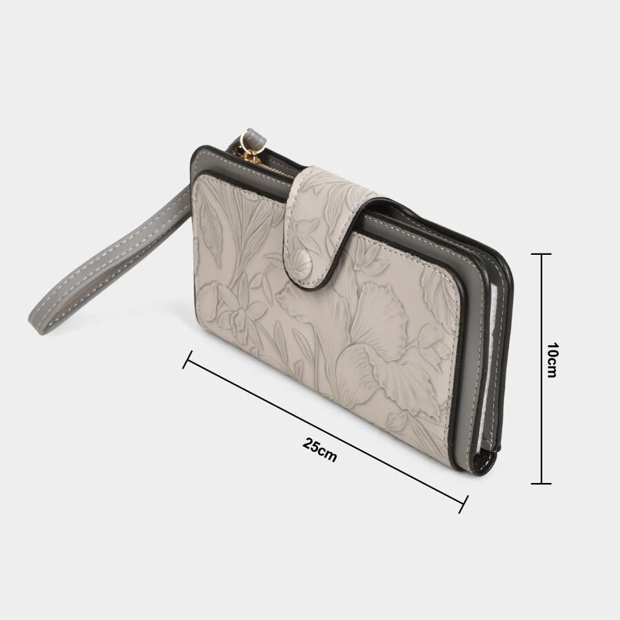 Women's Grey Polyurethane Long Wallet, , large image number null